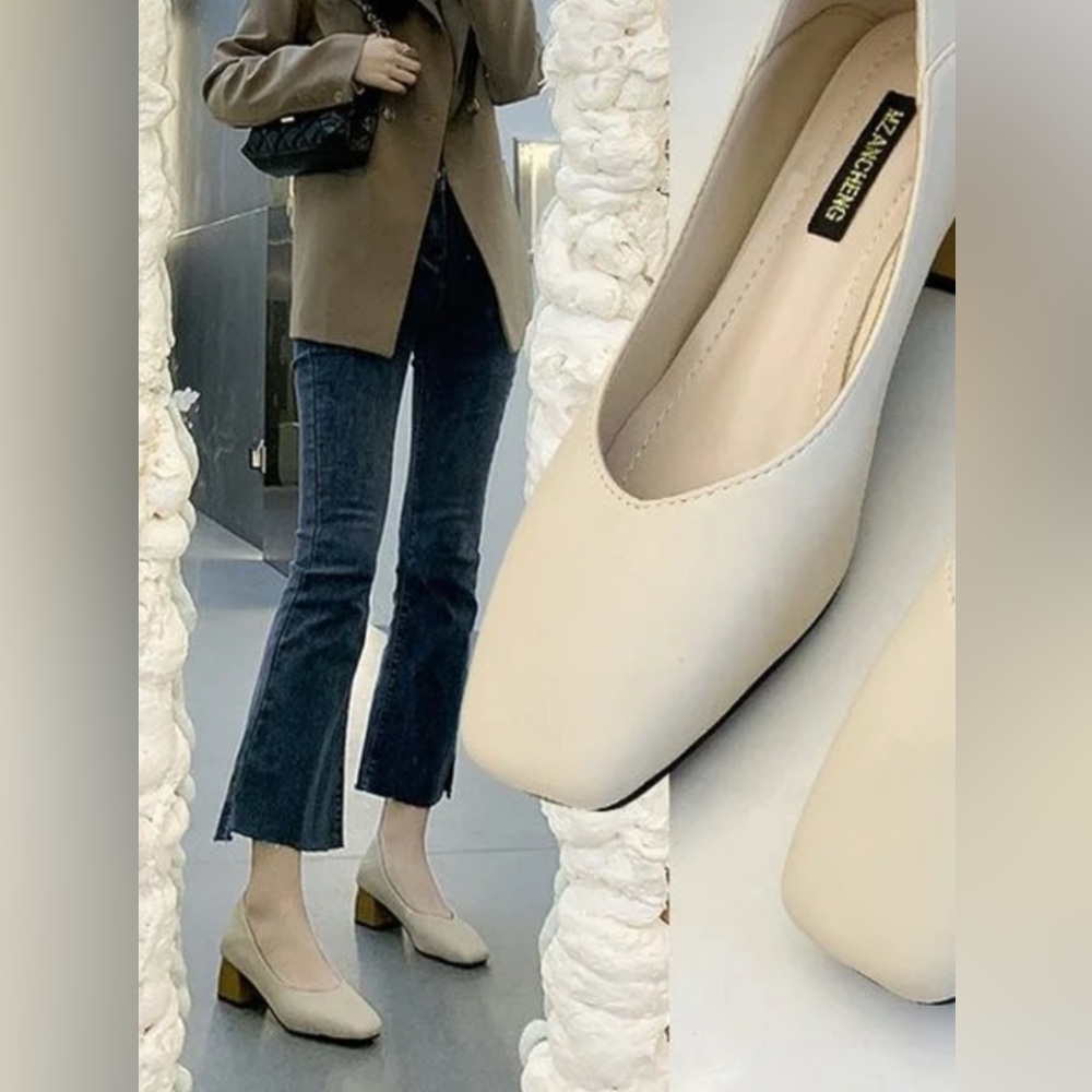 Elegant MZANCHENG Ballet Ivory Kitten Heels